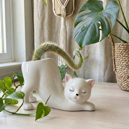 Handmade Cat Plant Pot