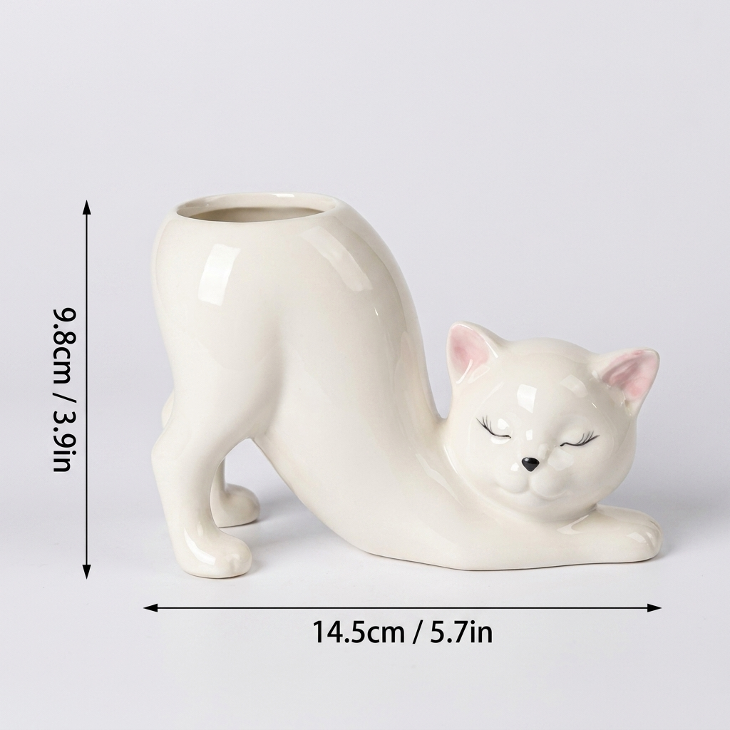 Handmade Cat Plant Pot
