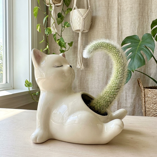 Handmade Cat Plant Pot