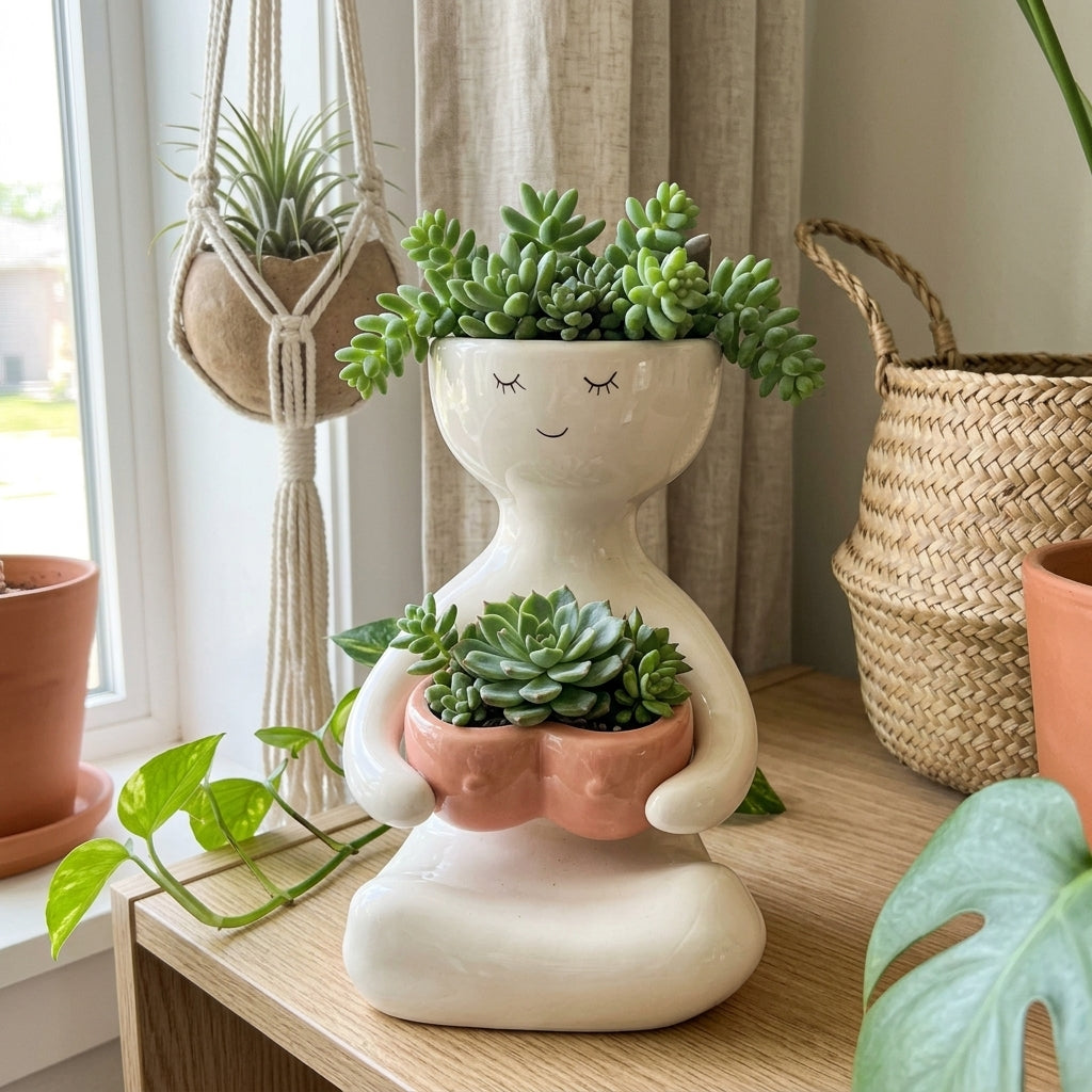Handmade Lady Plant Pot