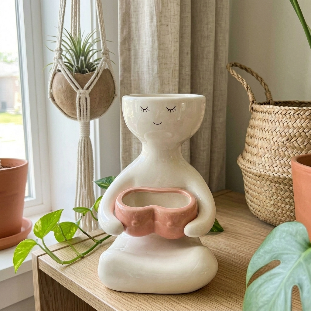 Handmade Lady Plant Pot